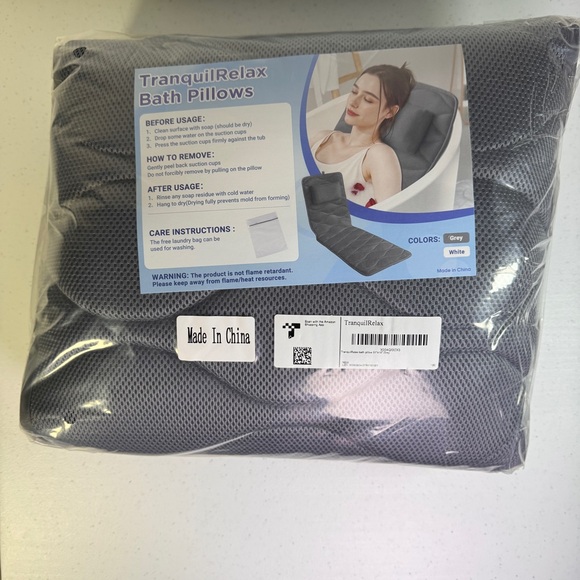 TranquilRelax Full Body Bath Pillow | Luxury Spa Mat - Grey - Picture 3 of 7